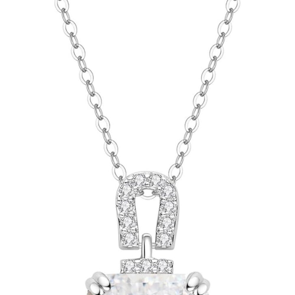 Silver Necklace for Women, 18k White Gold Plated Infinity Love Birthstone Pendan